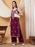 Raha Chikankari Strappy Rayon Co-ord Set (Wine)